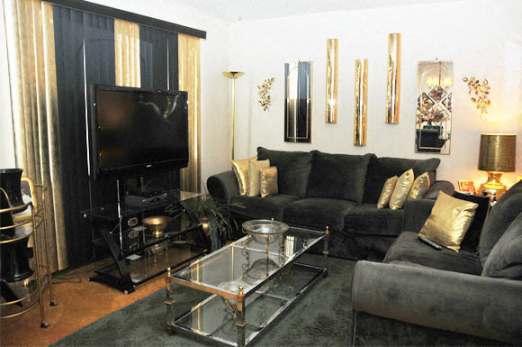 a living room with couches and a television in it