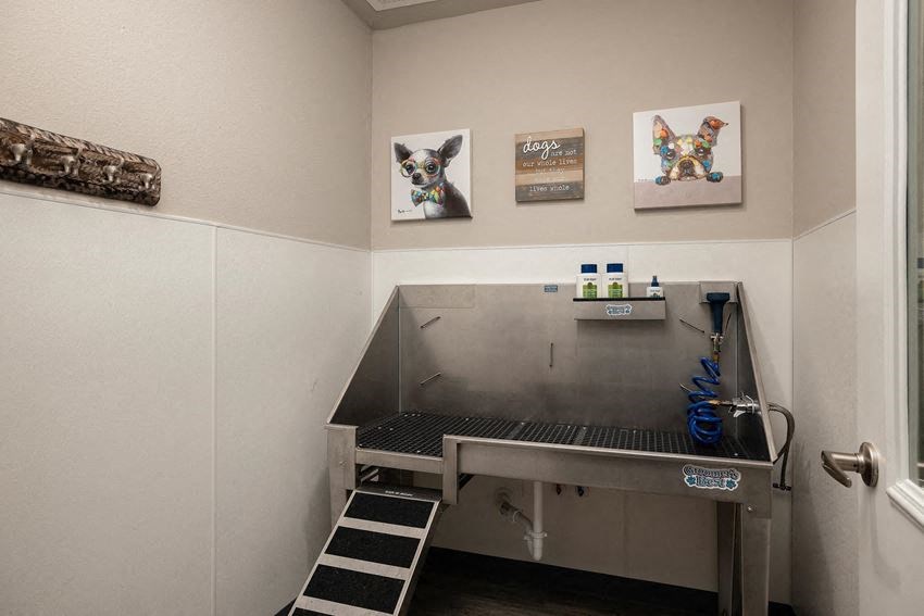 a kitchen with a stainless steel counter and a sink