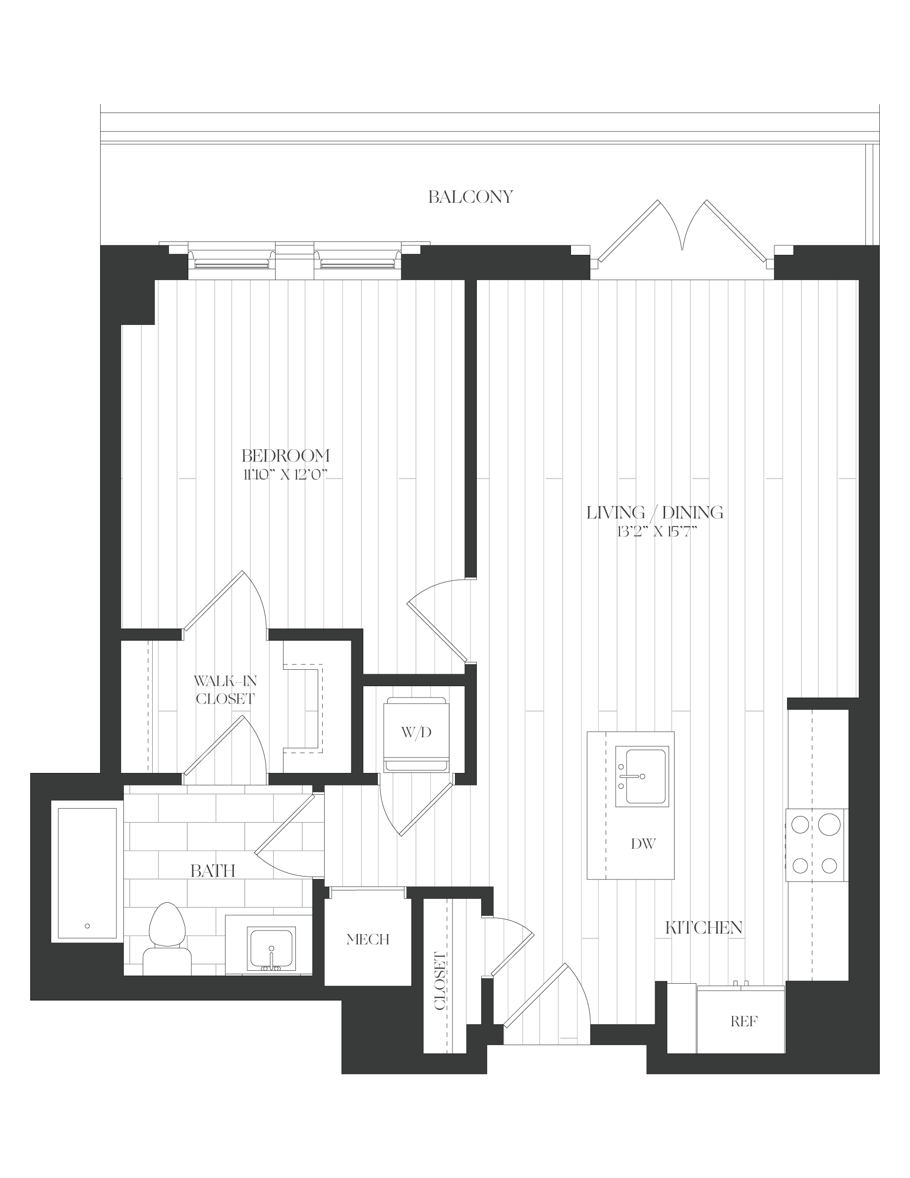 1 Bed/1 Bath-1B-1A