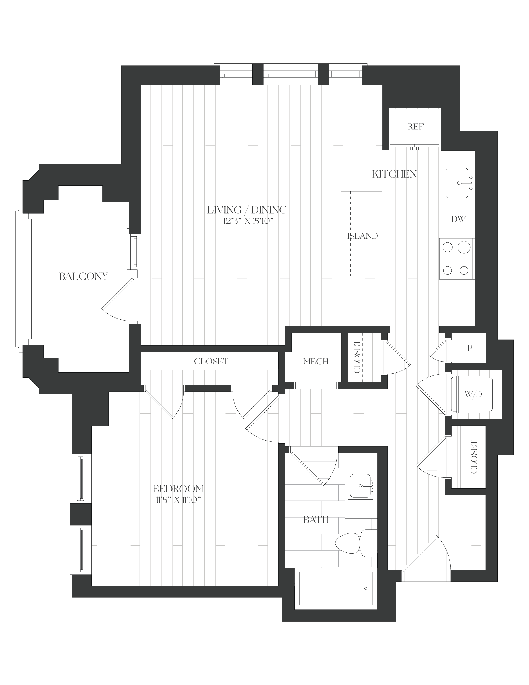 1 Bed/1 Bath-1B-3B