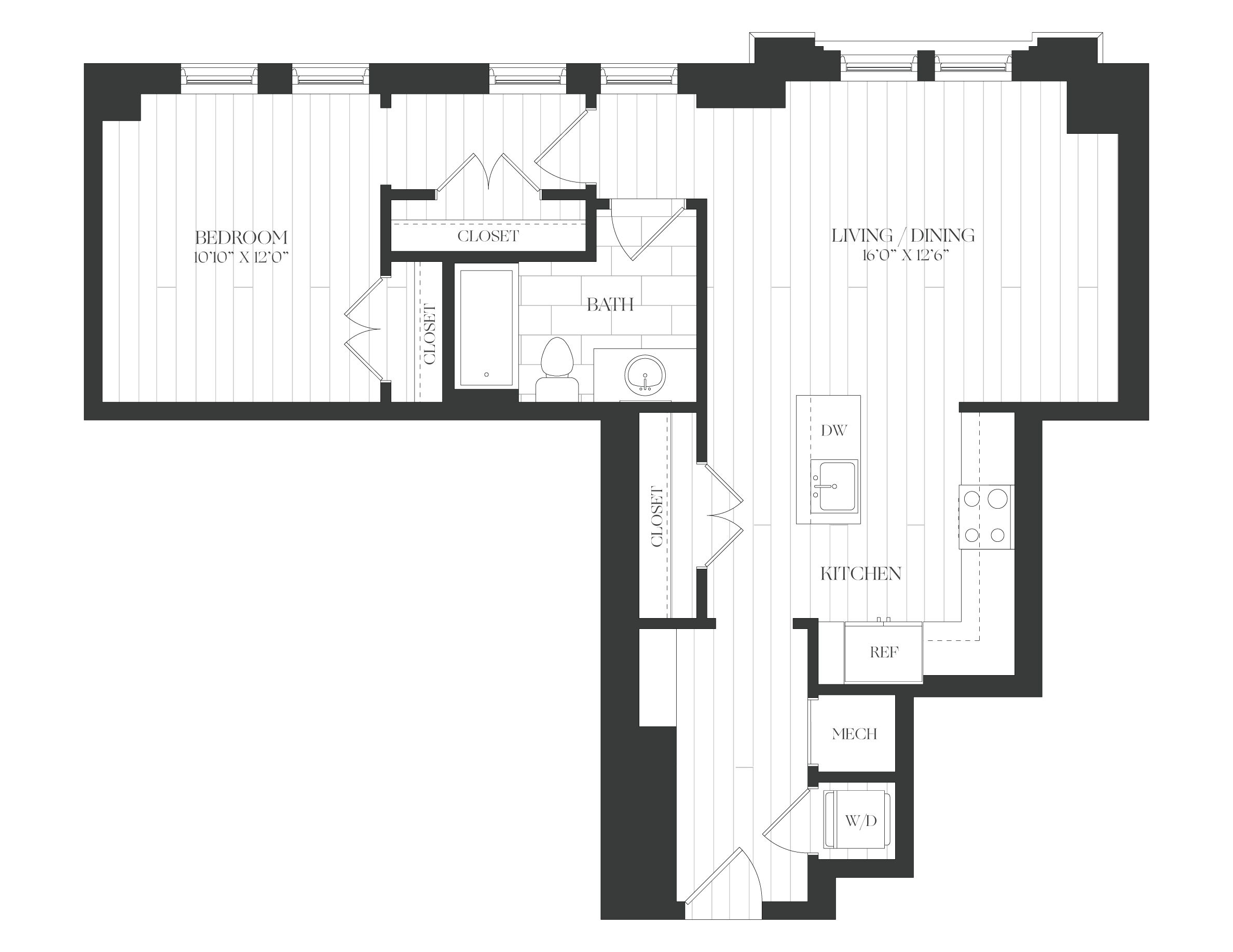 1 Bed/1 Bath-1B-5A