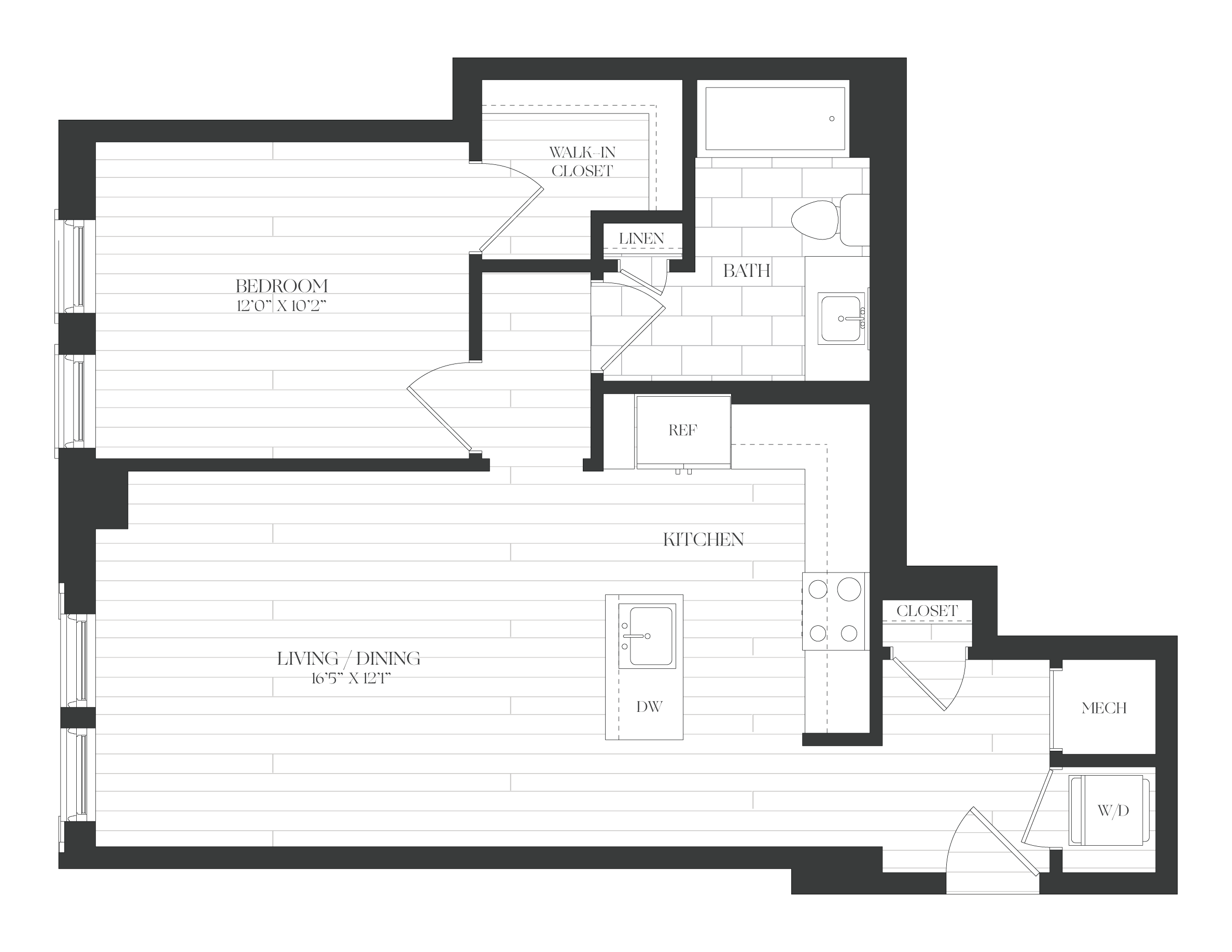 1 Bed/1 Bath-1B-6A