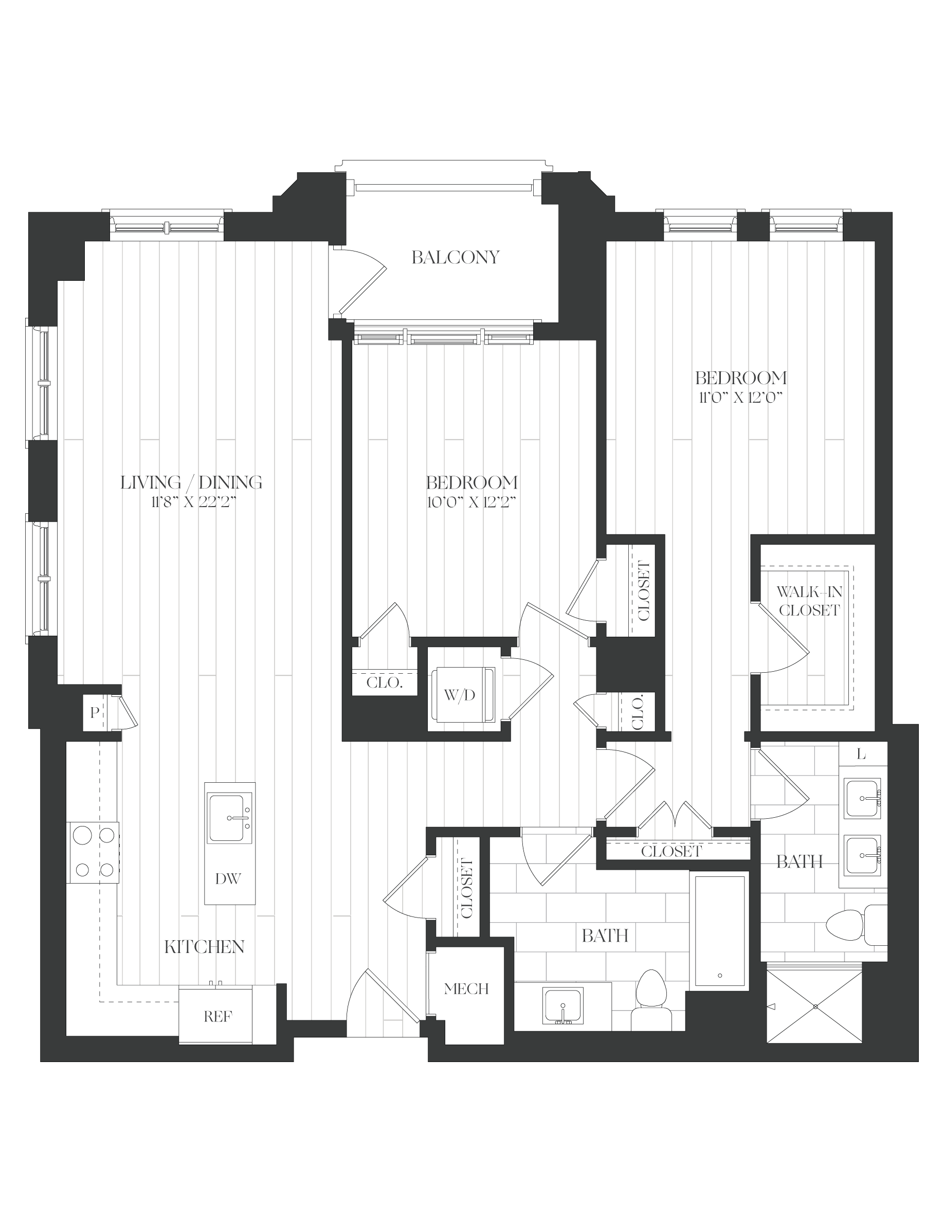 2 Bed/2 Bath-2B-1A
