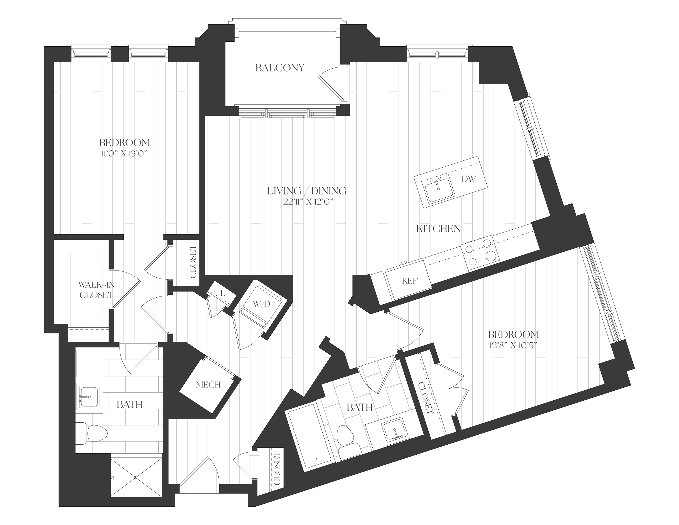 2 Bed/2 Bath-2B-2A