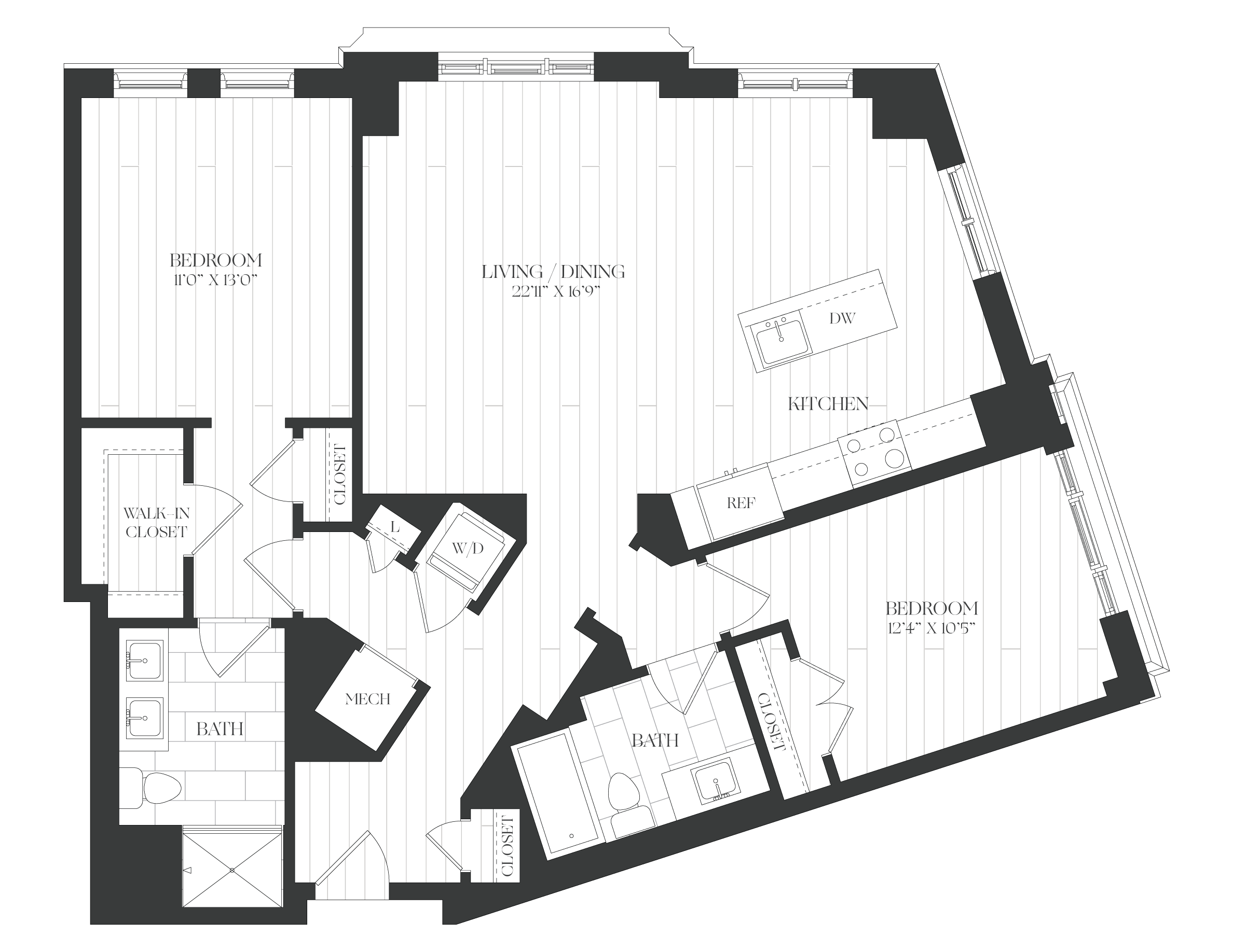 2 Bed/2 Bath-2B-2B