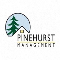A logo for Pinehurst Management featuring a pine tree and a house.