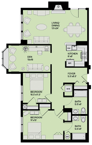 Floor plan at Marion Square, Brookline, MA
