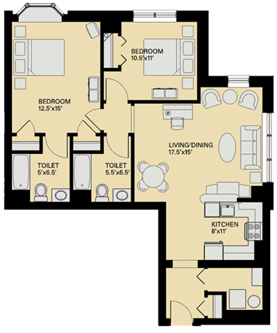 Floor plan at Marion Square, Brookline, 02446