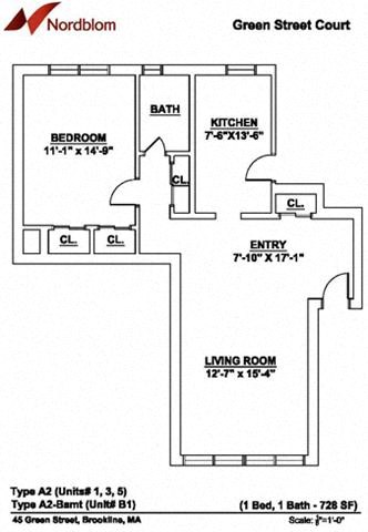 Floor plan at Green Street, Massachusetts