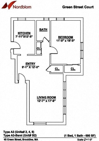 Floor plan at Green Street, Brookline