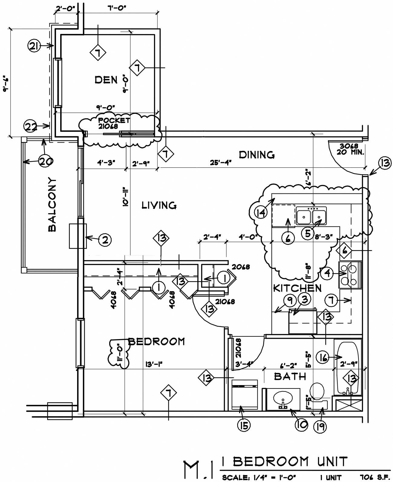 1 bd 1 ba + Den Unit M.1