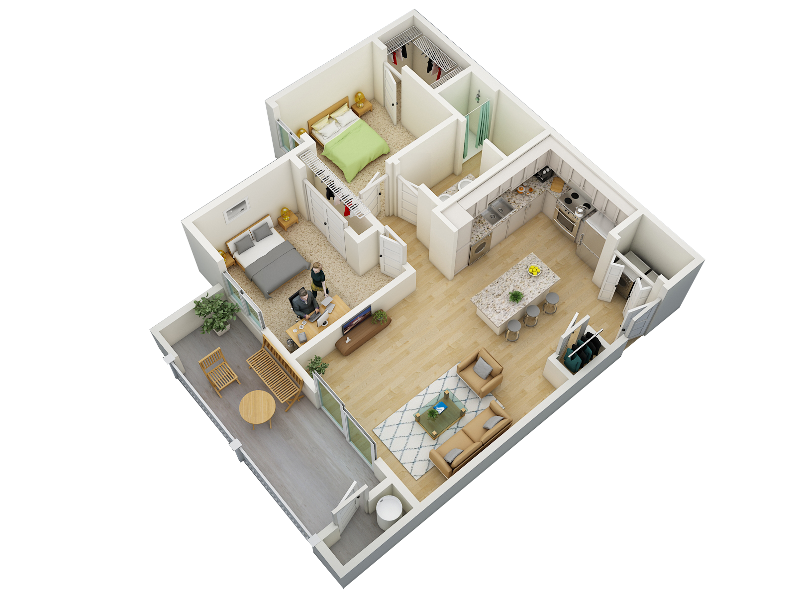 a floor plan of a home with a bedroom and living room
