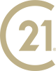 A black and beige image of the number 21.