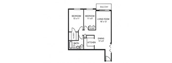 2 Bed 1 Bath w/Patio