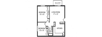 2 Bed 1 Bath w/Balcony