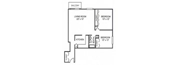 2 Bed 1 Bath w/Balcony