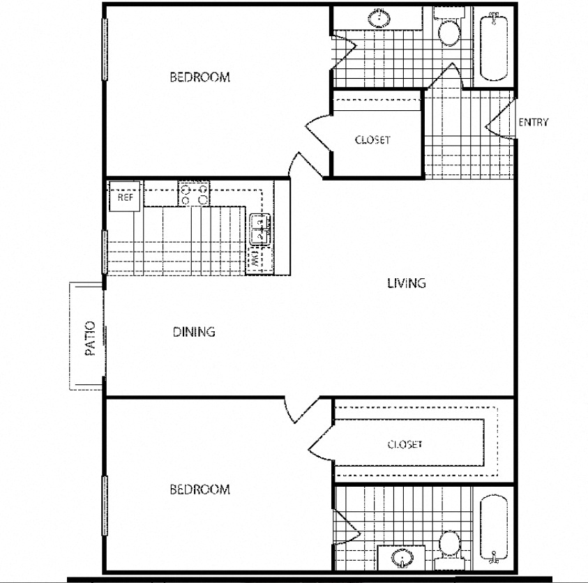 2 Bed Floor Plan at Veranda La Mesa, California