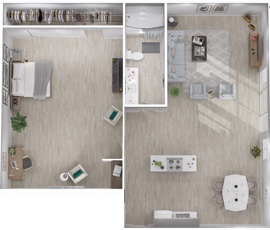 1 Bedroom Floor Plan at Veranda La Mesa, La Mesa, CA, 91942