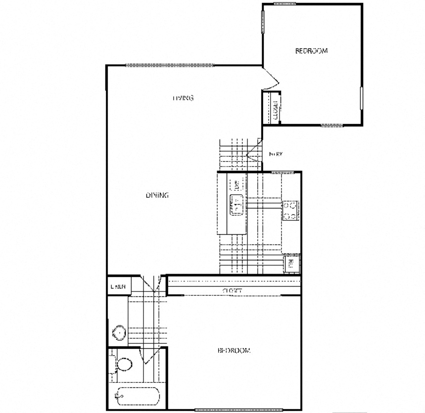1 Bedroom 1 Bathroom Floor Plan at Veranda La Mesa, La Mesa, California