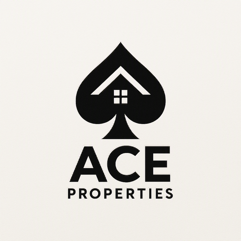 Ace of spades logo with the words Ace Properties.