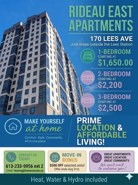 Rideau East Apartments 3 Beds Apartment for Rent