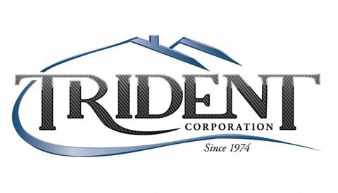 A logo for Trident Corporation, featuring a house shape and the text "Since 1974".