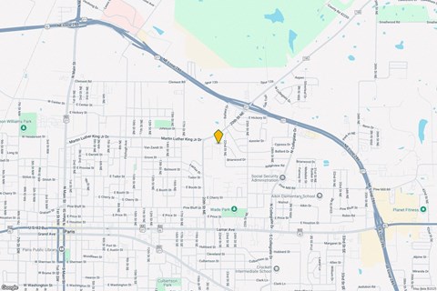 A map with a yellow marker indicating a specific location.