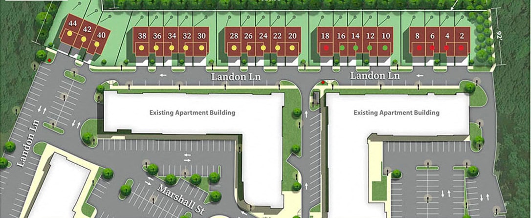 a rendering of the parking lot layouts of a shopping mall