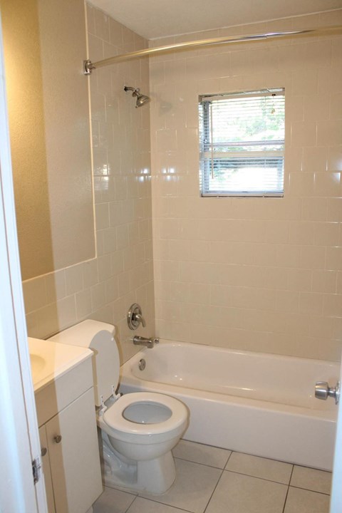 a bathroom with a toilet and a tub and a sink