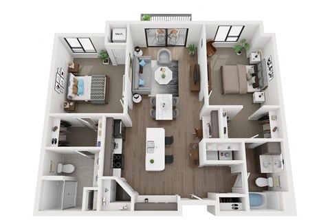 a1 floor plan  1 bedroom with 2 baths  1192 square feet