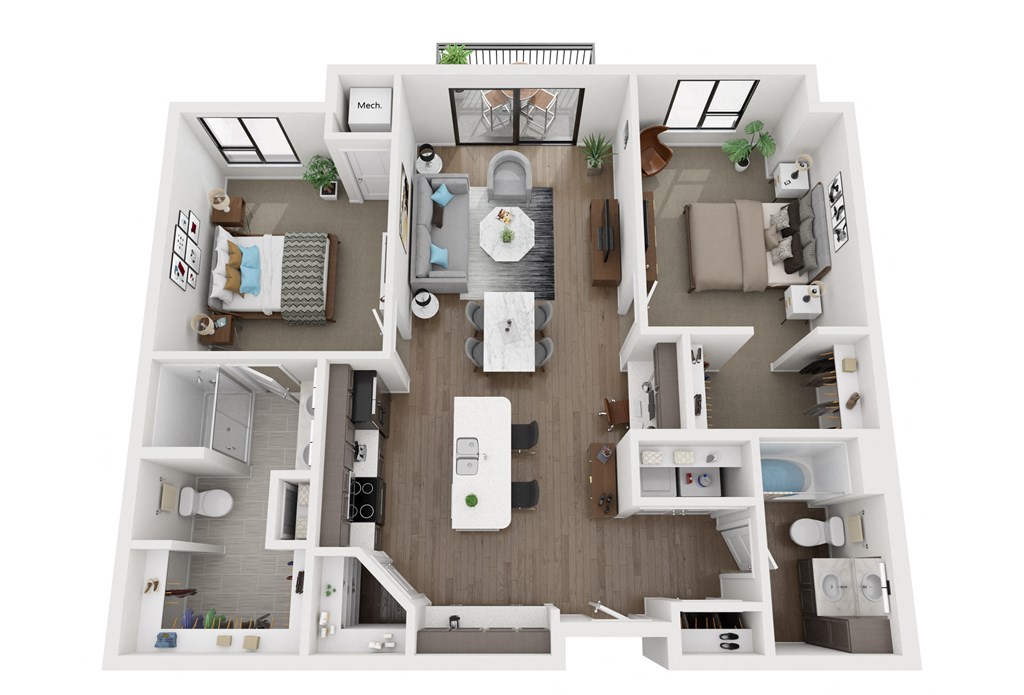 a1 floor plan  1 bedroom with 2 baths  1192 square feet