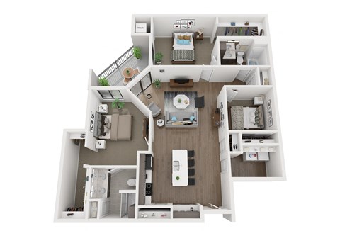 a 1 bedroom floorplan with a bathroom and a living room