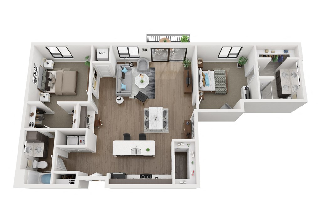 a1 floor plan  1 bedroom with 2 baths  119