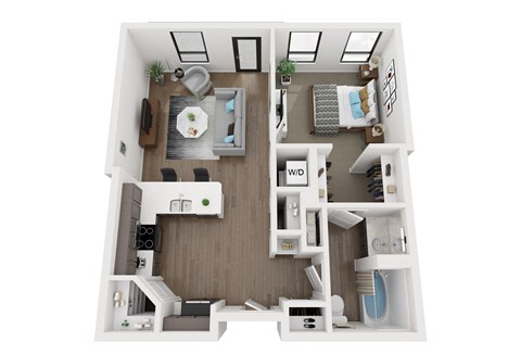 a1 floor plan  studio with bedroom and living room