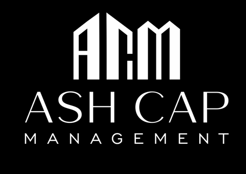 the logo of the management company on a black background