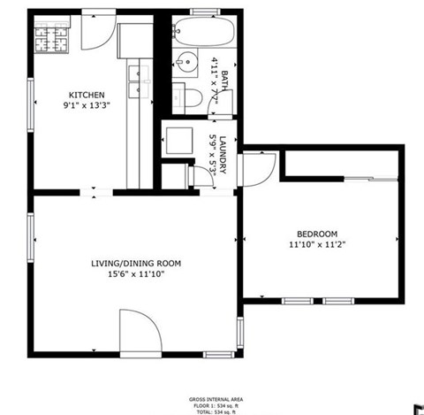 a floor plan of a house with a bedroom and a living room