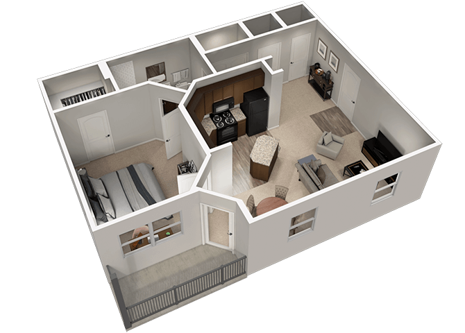 R 1 Bedroom 1 Bath Floor Plan at Madison Park Apartments, Columbus, Ohio