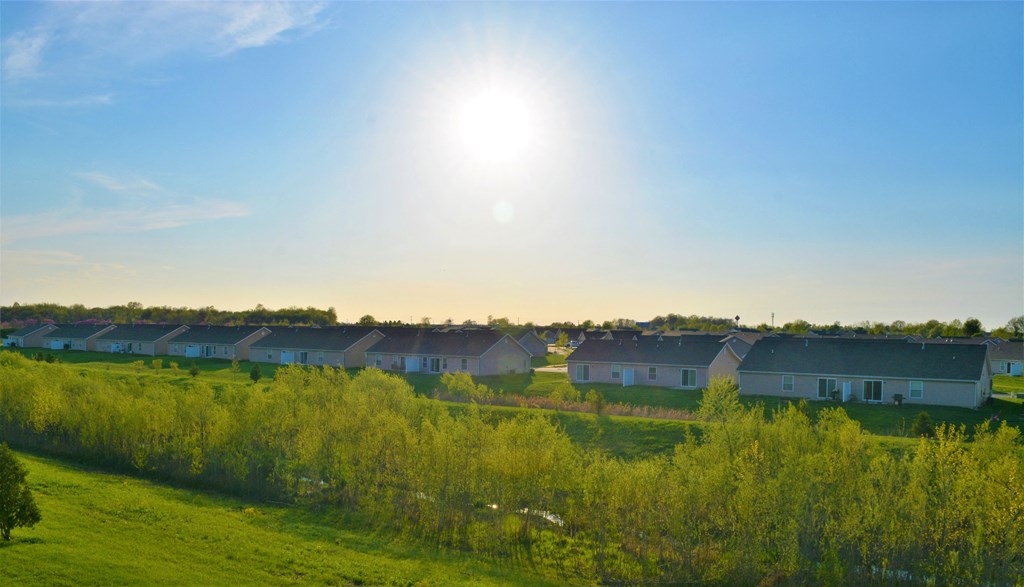 Row of Duplex Homes - Back Patio View at Hawthorne Properties, Lafayette, IN 47905
