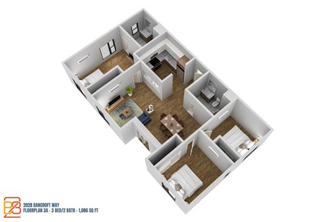 Berkeley, 3 bedroom, 2 bathroom