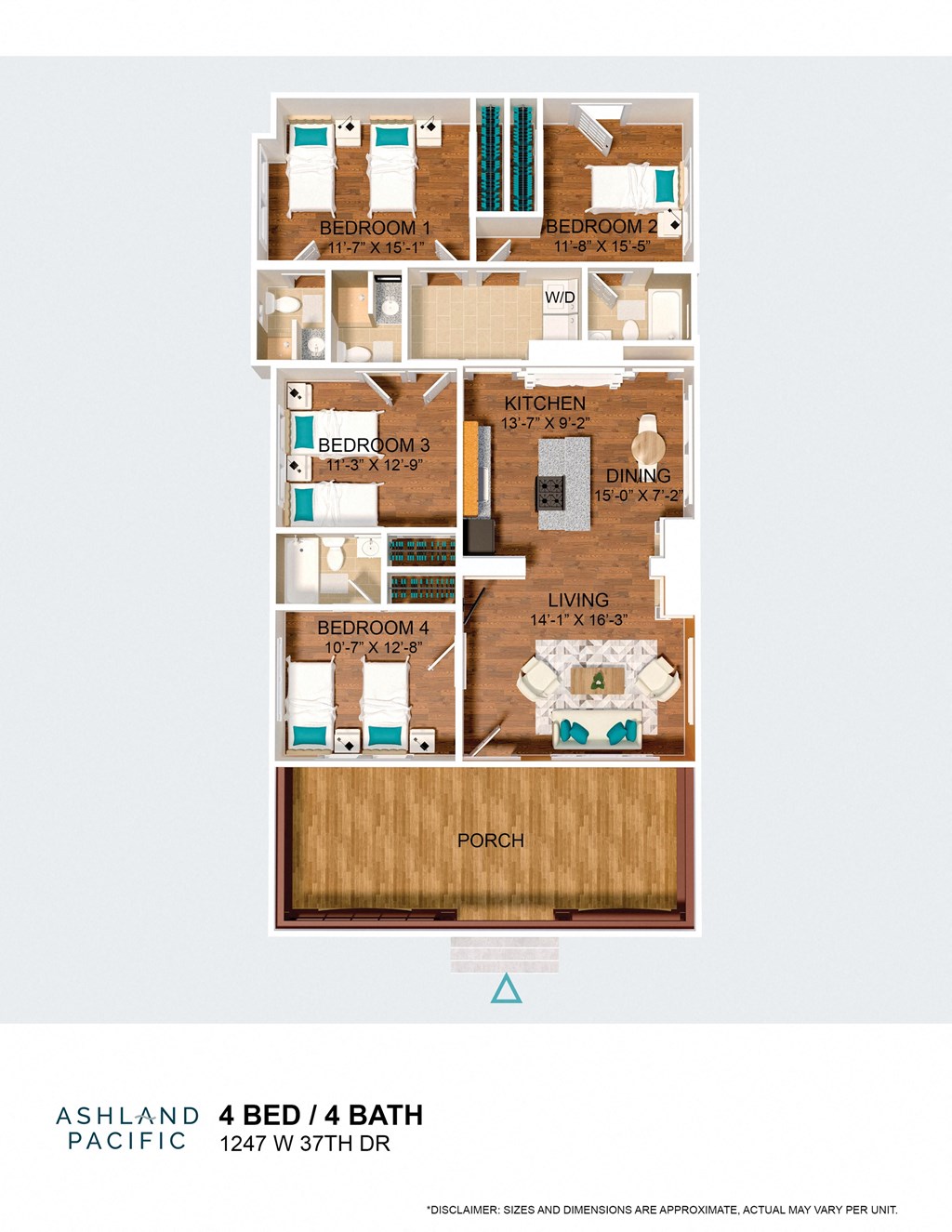 the residences 4 bedroom 2400 2400 sq ft floor plan