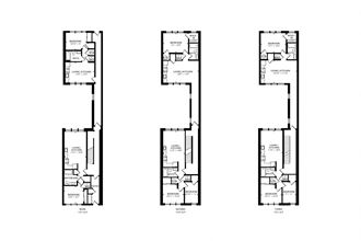 three floor plans of a house showing the different floors