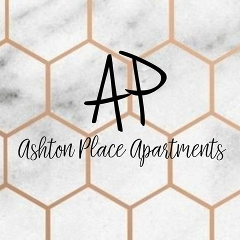 a logo that reads asthma place apartments on a marble background