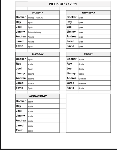 a list of days and week of week days and months with labels and numbers