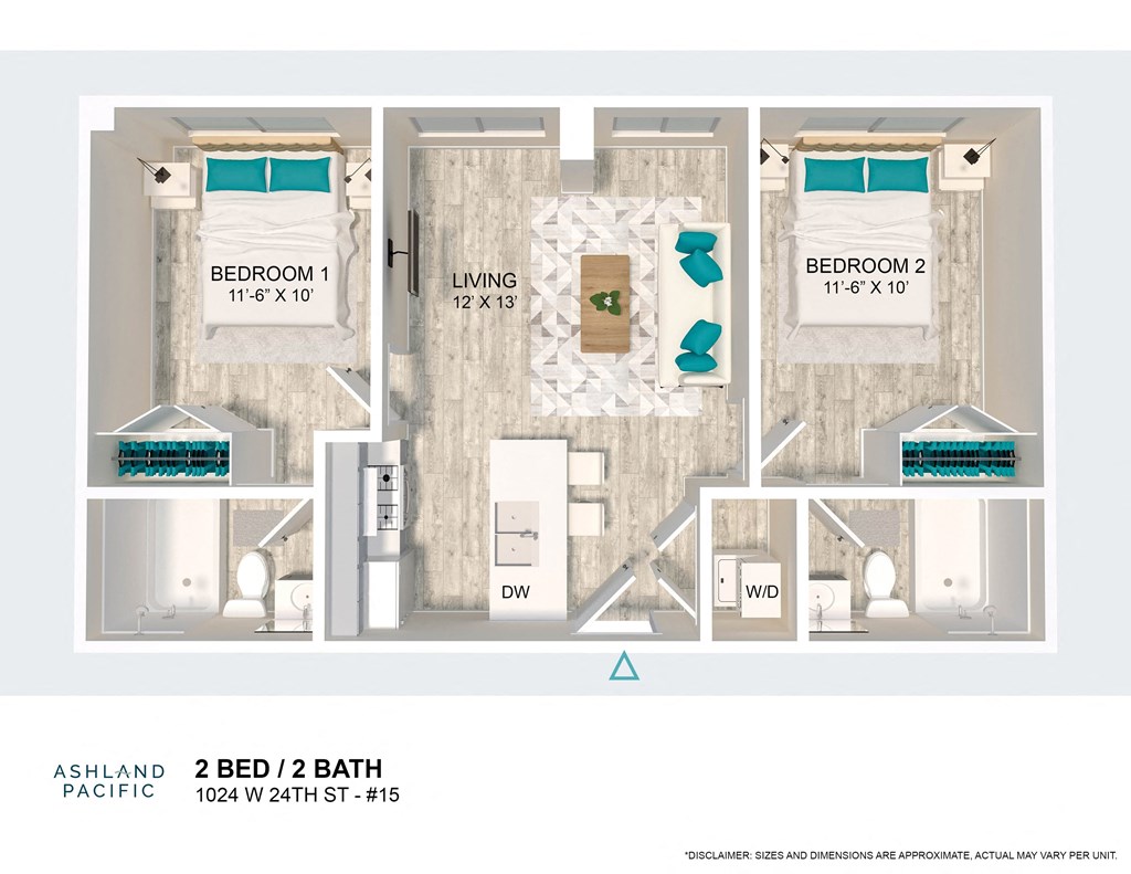 a floor plan of a 2 bedroom apartment