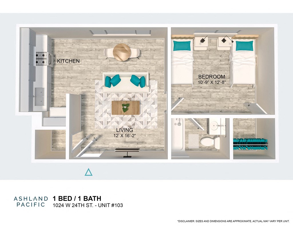a floor plan of a 1 bed 1 bath
