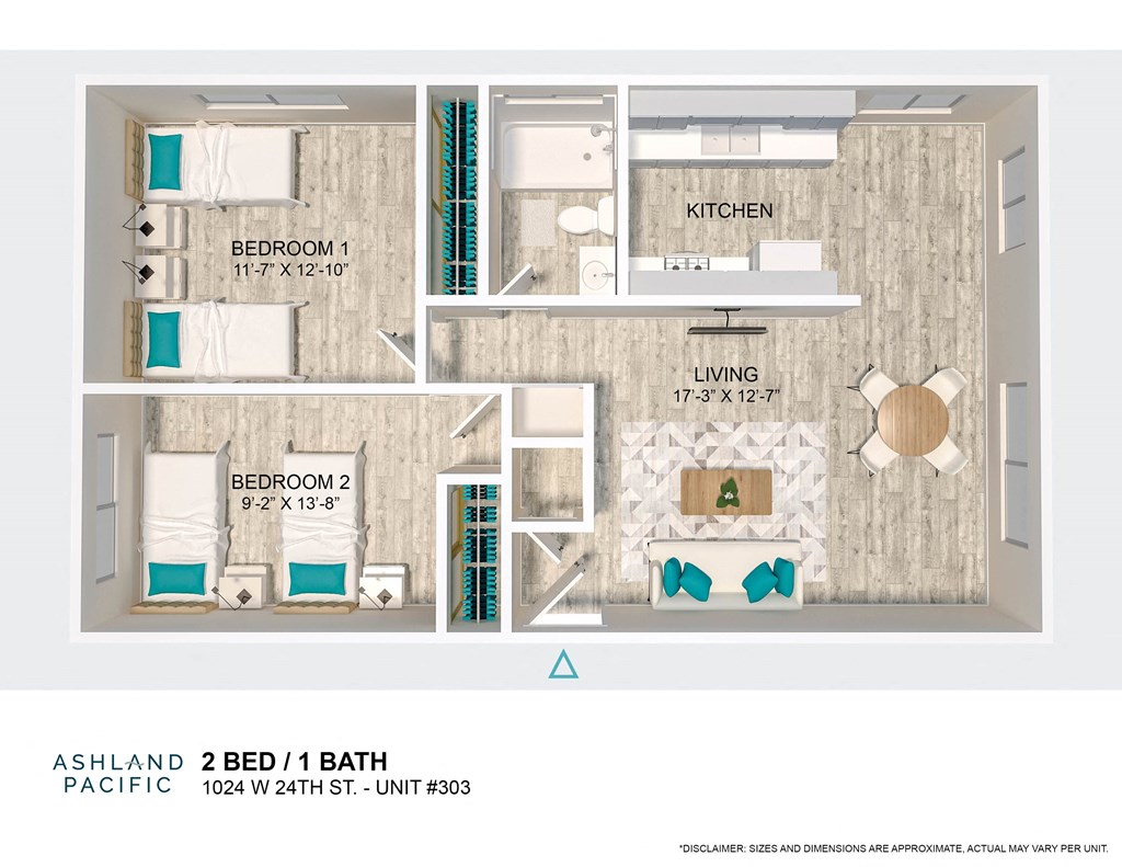 a floor plan of a apt with a bedroom and a bathroom