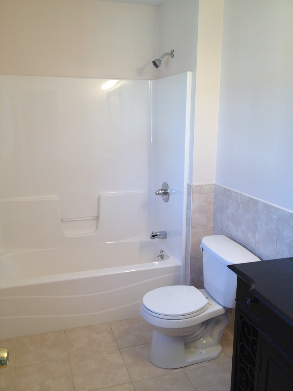 a bathroom with a toilet and a bath tub