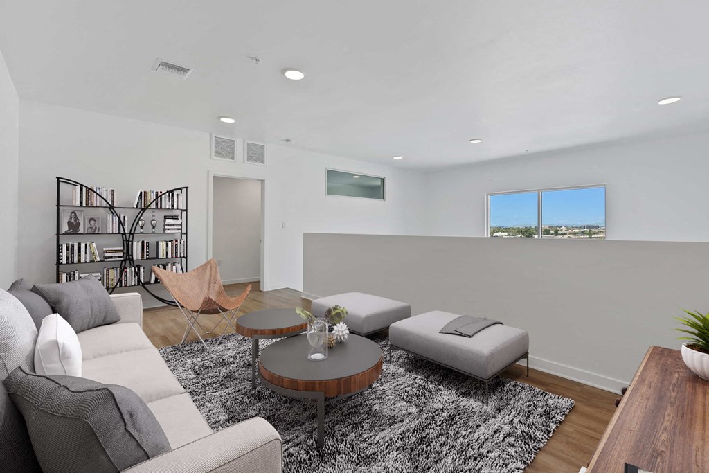 a living room with a couch and a coffee table