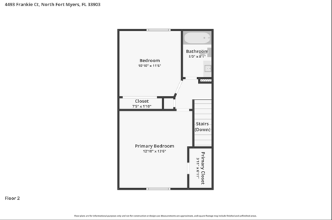A floor plan for a property at 4493 Frankie Ct, North Fort Myers, FL 33903.