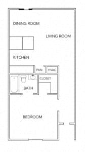 1 Bedroom 1 Bath Hall